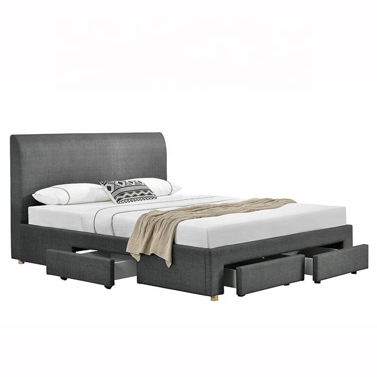 Willsoon Latest Modern Simple Design Upholstered Fabric Bed With Storage Bed Frame With Four Drawers
