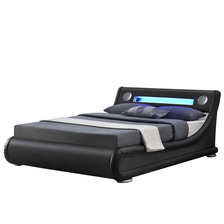 Willsoon Modern Design Gorgeous Storage Leather Bed with Peaker LED Lighting Soft Music Bed for Home Use Wholesale