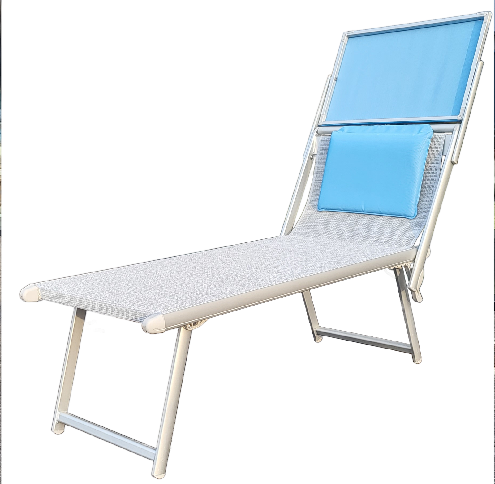 Italian 100% Aluminium High Legs Sunbed with Performance Headrest for Beach Garden Villa or Pool Sun Lounger