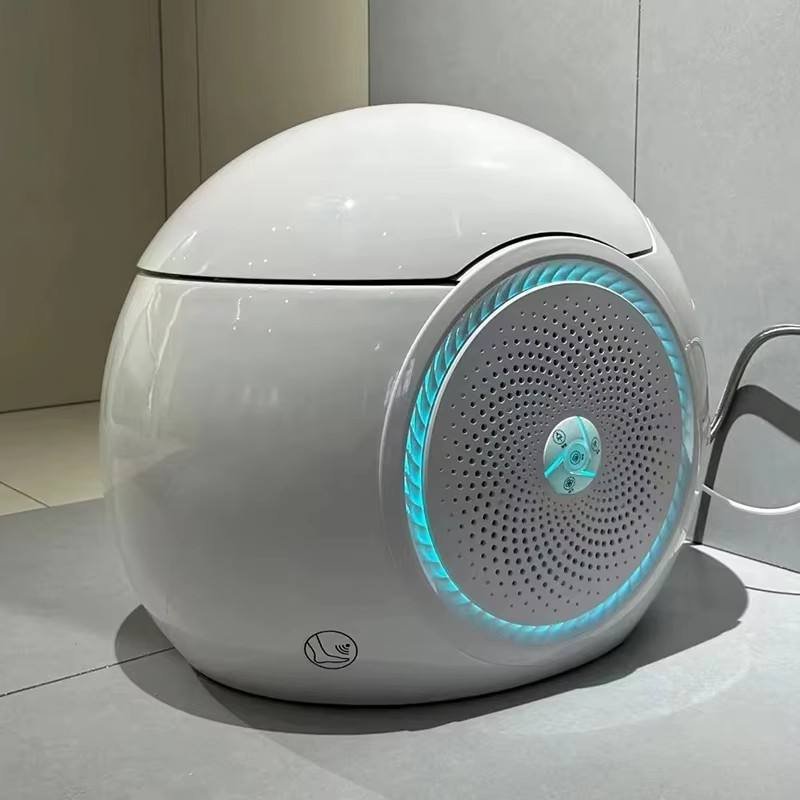 New Trend Creative Egg Shape Intelligent Floor Mounted Water Closet Bathroom Blue Speakers Ceramic Colorful Smart Toilet Commode