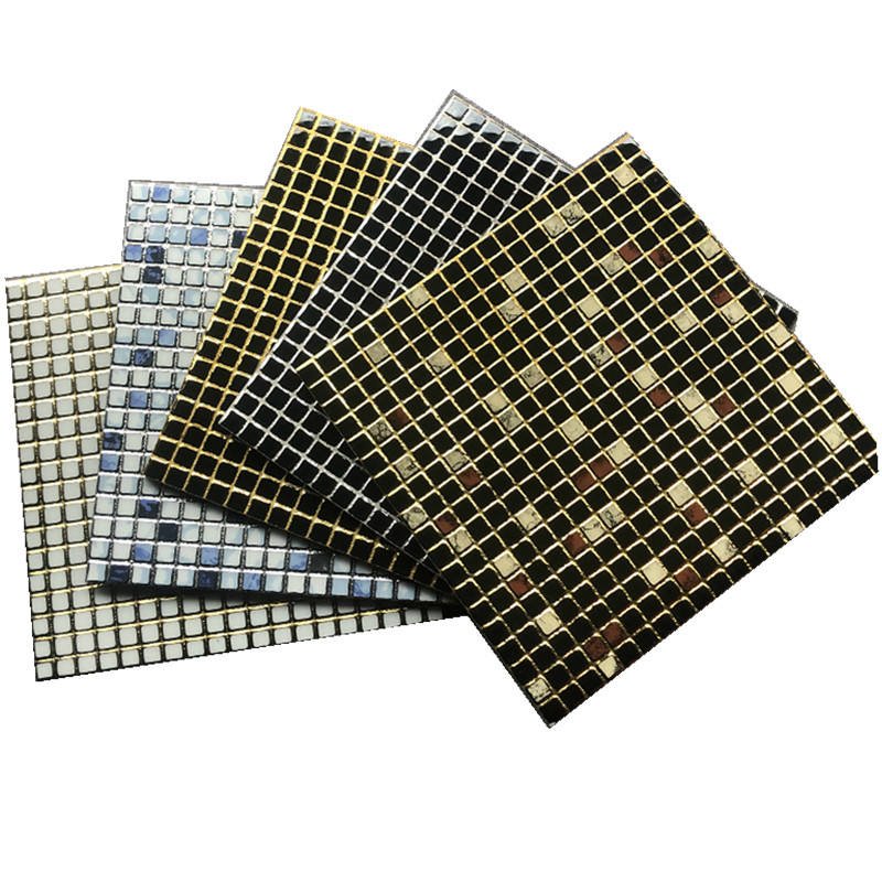Modern Non-Slip 300x 300 Plaid Crystal Brick Mosaic Black Silver Plate Brick Parquet for Kitchen Shower Room for Interior Walls