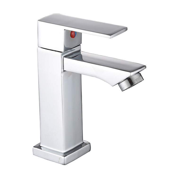 Modern Square Single-Handle Chrome Single Cold Water Wash Wholesale Deck Mounted Zinc Electric Faucets for Bathroom Basin Faucet