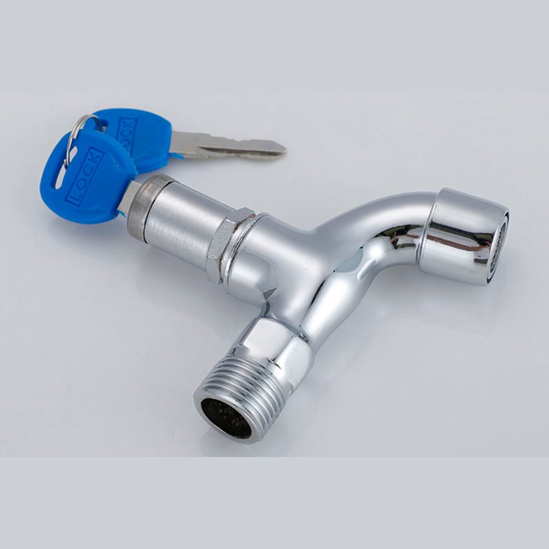 Outdoor Anti-theft Wall-Mounted Aluminum Handle Faucet Lock with Key for Washing Machine G1/2 Size