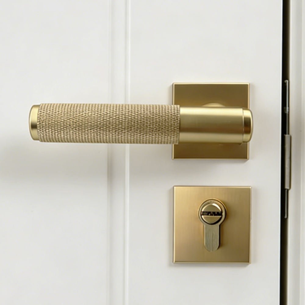 Square Mix Modern Elegant Knurled Door Handles for Interior Door