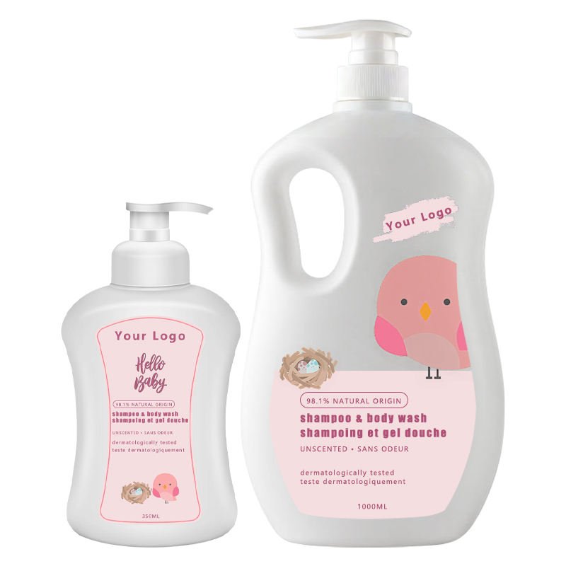 MOQ of 1500pcs Baby Shampoo and Shower Gel 2in1 350/1000ml Coconut Oil Unscented Moisturize the Skin&Cleanse From Head to Toe