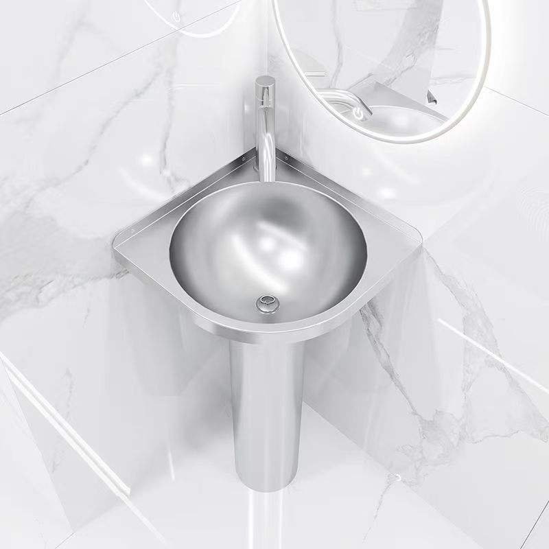 304 Stainless Steel Modern Triangle Basin Wall-Mounted Countertop Sink for Prison and Outdoor Public Use