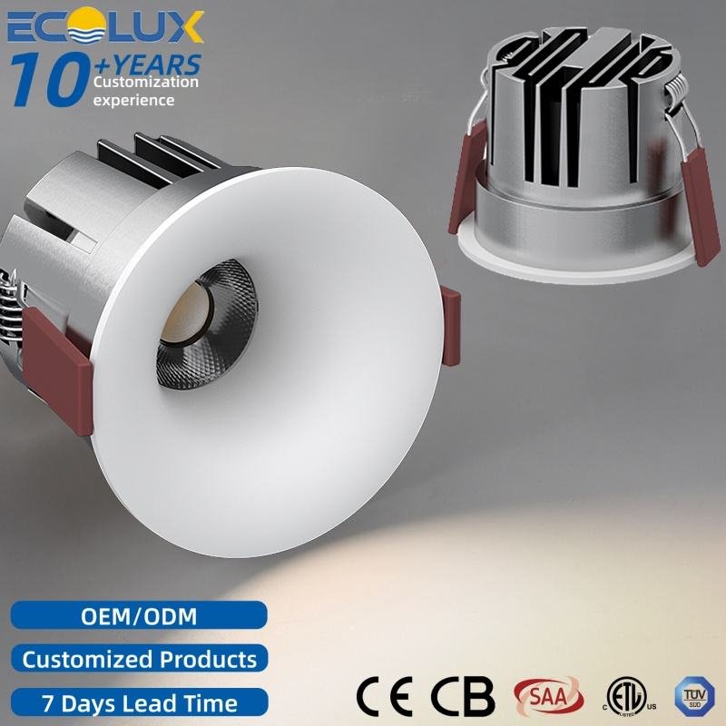 Ecolux 12W Factory-Mounted Spotlight Easy Installation Adjustable Indoor Lighting for Living Room Bedroom Office Aluminum Lamp