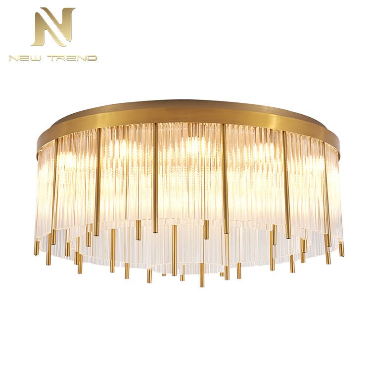 New Product Good Quality Indoor Decoration Stainless Steel Frame Glass Modern Led Ceiling Lamp
