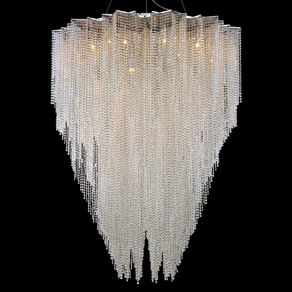 Customized Indoor Decoration Lobby Luxury Chain LED Crystal Chandelier for High Ceiling Hotel Home