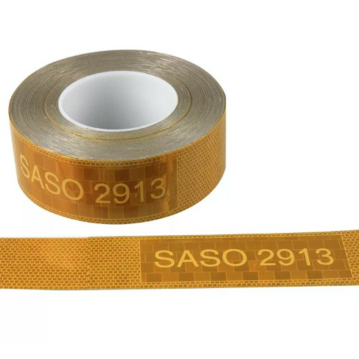 High Quality Eco-friendly UV Resistant Metallized PET Yellow Saso 2913 Reflective Tape for Heavy Truck Safety