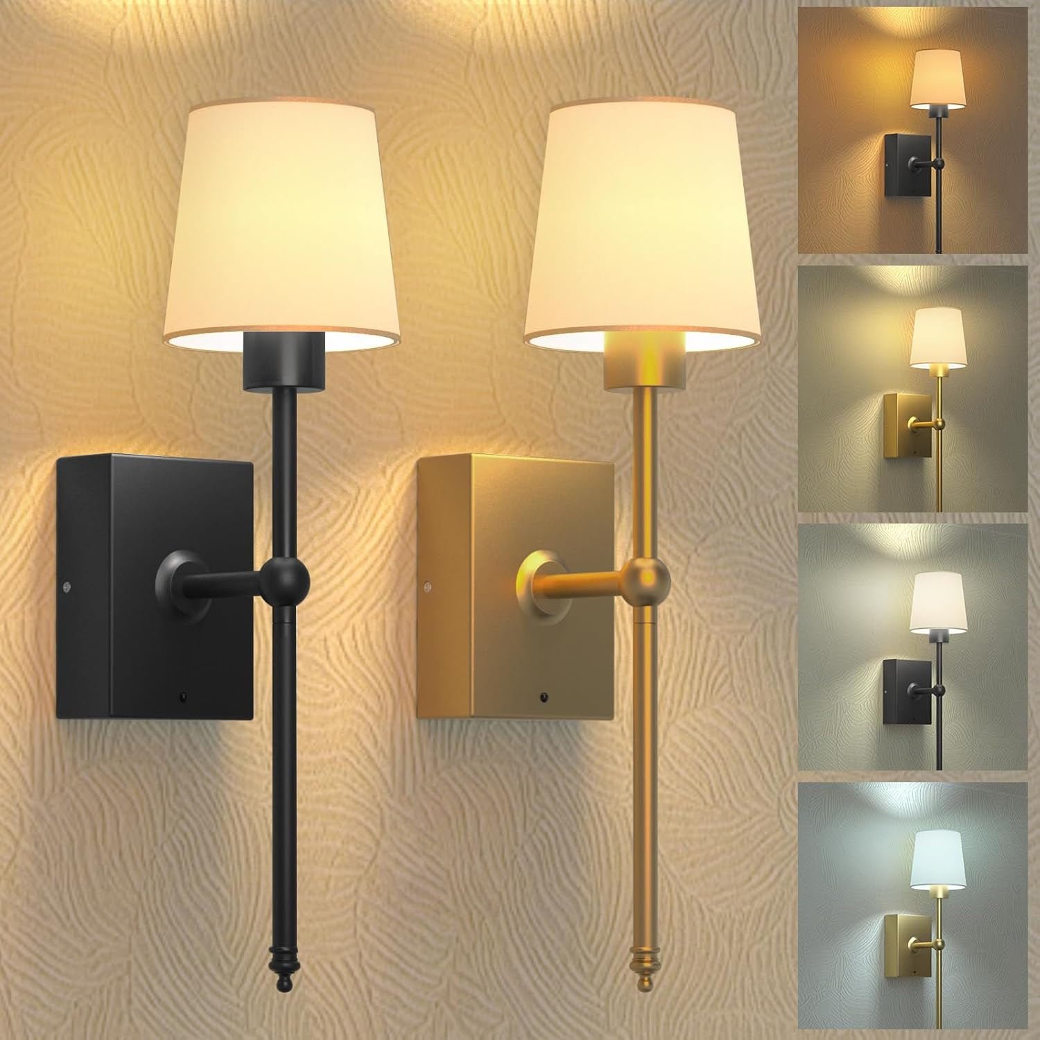 American Style Creative E27 Wall Lamp with LED Iron Body and Cloth Cover for Hotel Bedroom Bedside Indoor Corridor Hallway