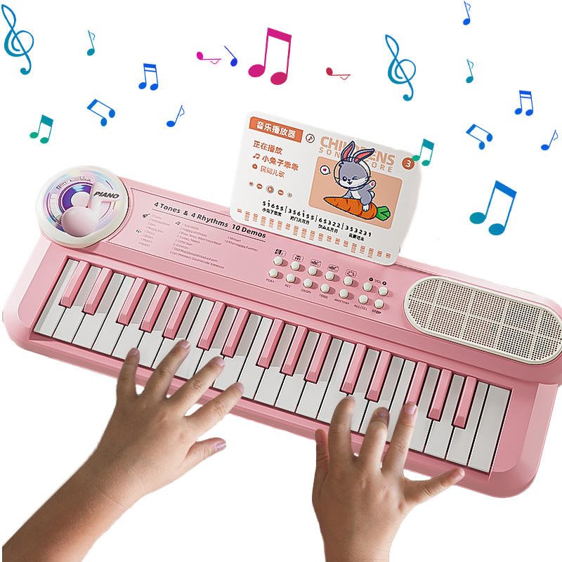 Kids Piano Keyboard Toy Learning 37 Key Multifunctional Musical Instruments Electric Piano Gifts for Beginners with Microphone