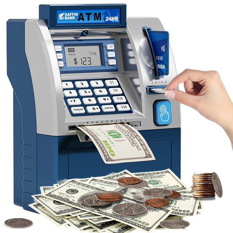 Automatic Paper Money Scroll Children's Gifts Electronic Mini Atm Plastic Coin Piggy Bank Money Savings Box Toys with Password