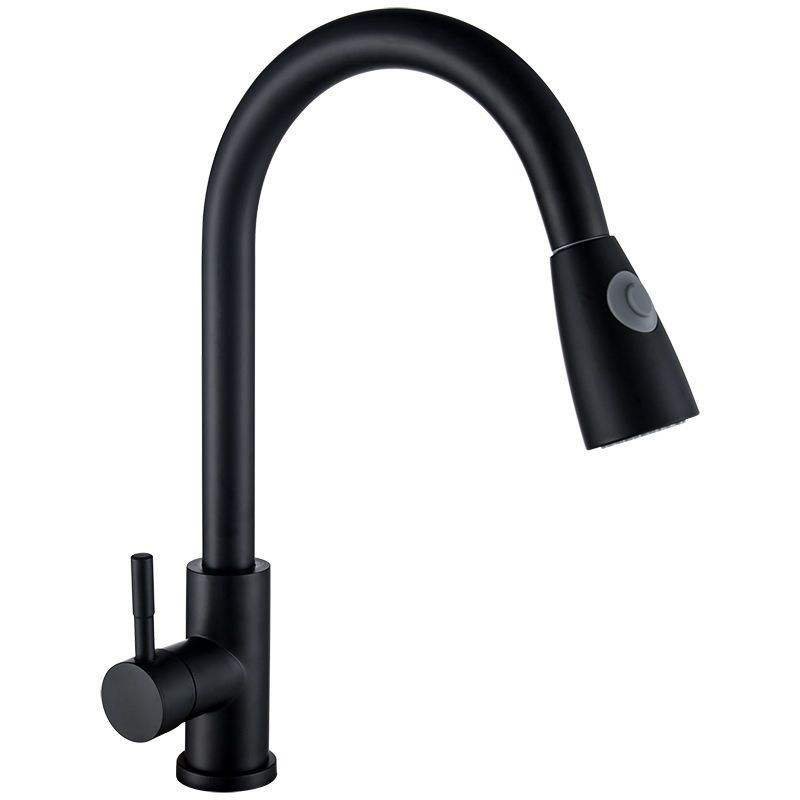 Simply Hot and Cold Dual Mode Outlet Water Stainless Steel Blackened Pull Down Kitchen Faucet With Sprayer