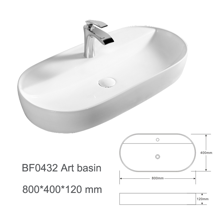 BF0432 New Design Nordic Style Rectangular White Ceramic Hand Wash Basin. Counter Top Sink, Fits Well with Modern Style Decors.