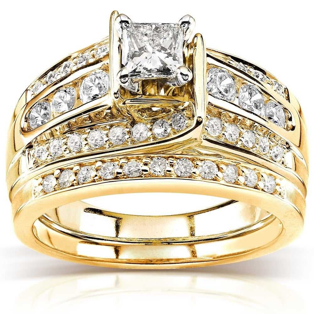 Manufacturer Direct Sale New Design KYRB051 CZ Ring 18k Gold Plated 3A Zircon Engagement Ring Sets for Women