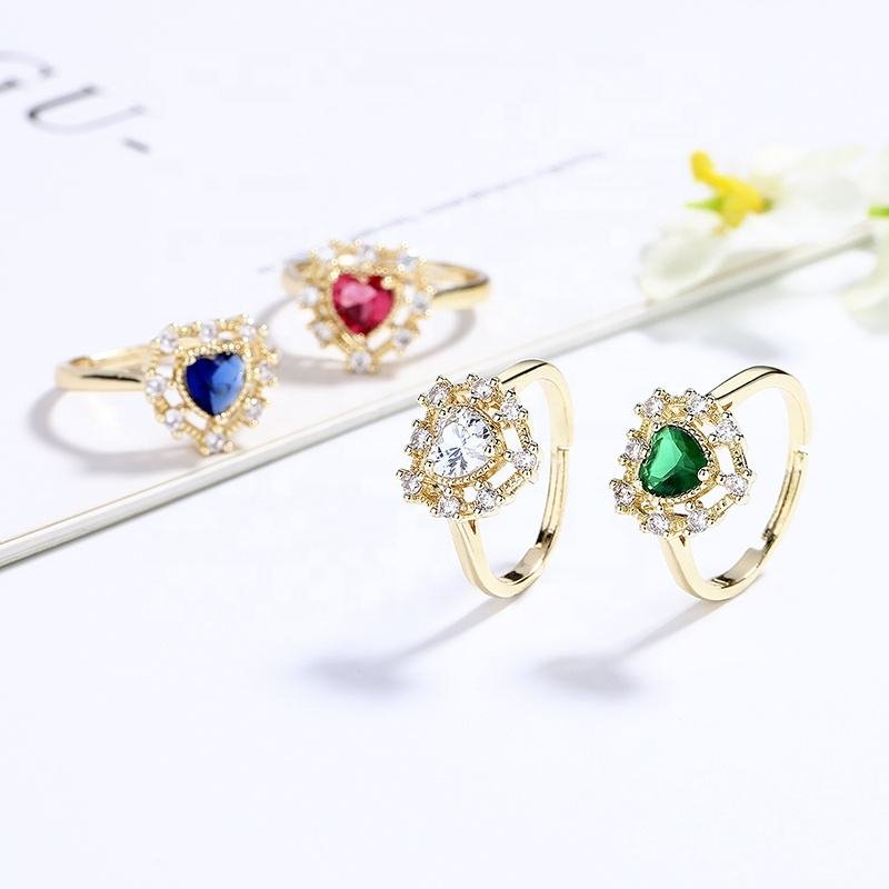 New Technology 18K Gold Plated Heart Pattern Love Customizable Fine Design Rings for Girls and Women