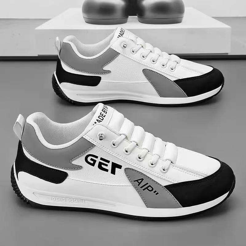 Hongyan Men's PU Waterproof Sports Leisure Shoes Breathable Thick Soled Fashionable Walking Shoes