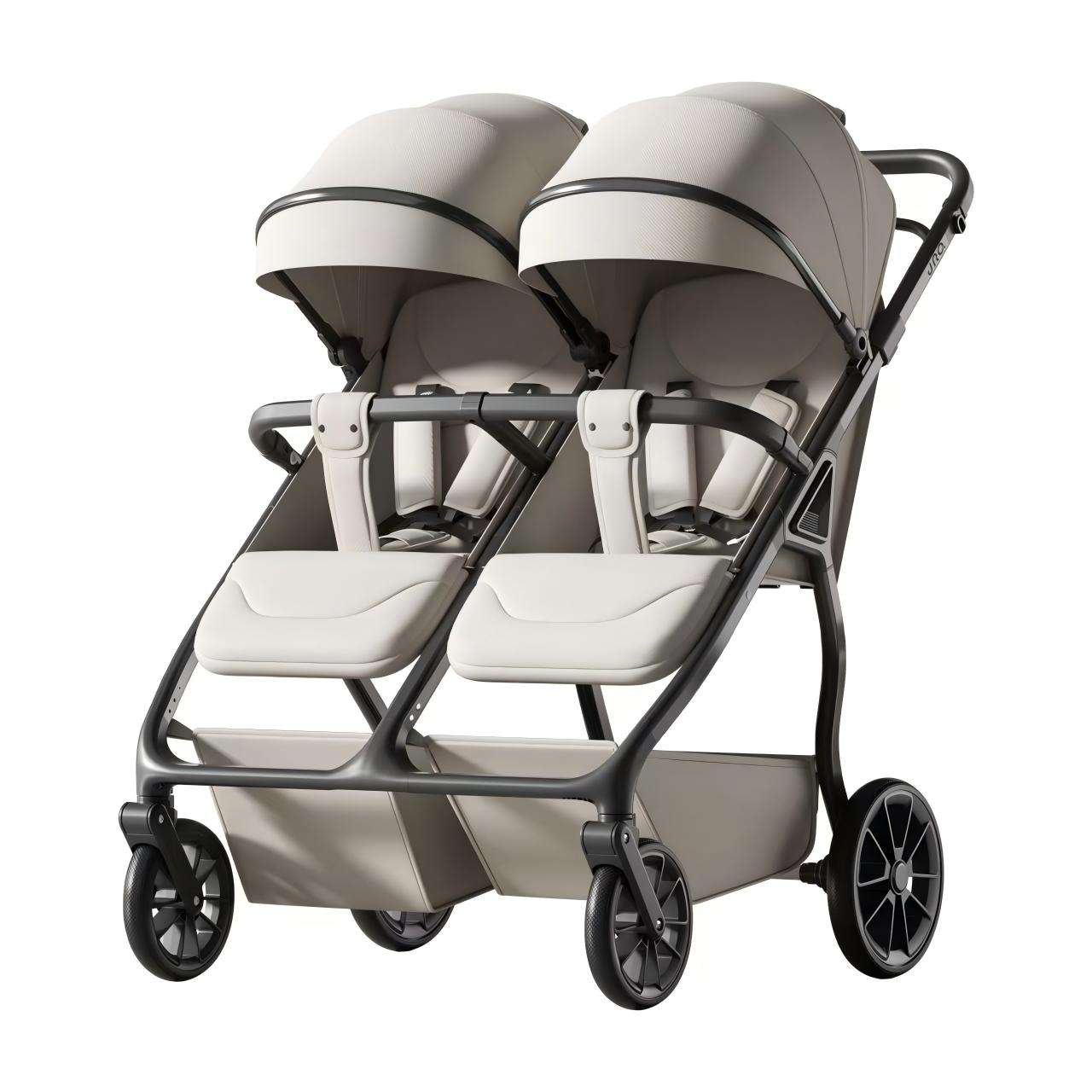 The Twin-specific Baby Stroller with a Removable Seat and a Reclining Function, Which Can Be Folded in One Step.