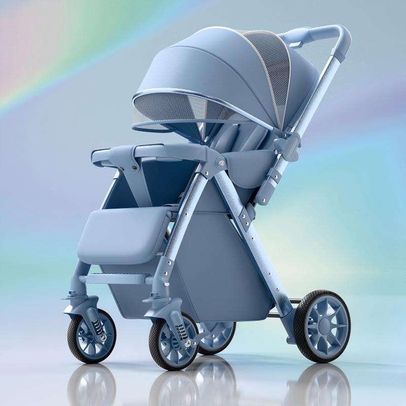 High-Style Baby Stroller - Can Sit or Lie Down, Lightweight, Foldable, Dual Shock Absorption