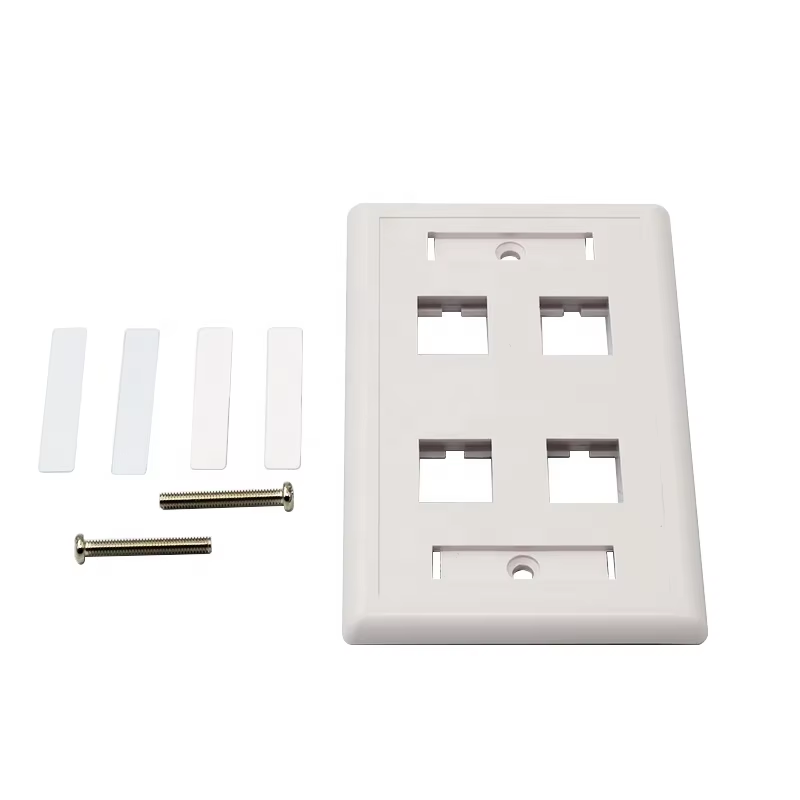 CHNOK DP-U-004 4 Port White PC Face Plate RJ45/RJ11 Keystone Jack UTP/STP Inline Telecommunication Cat6