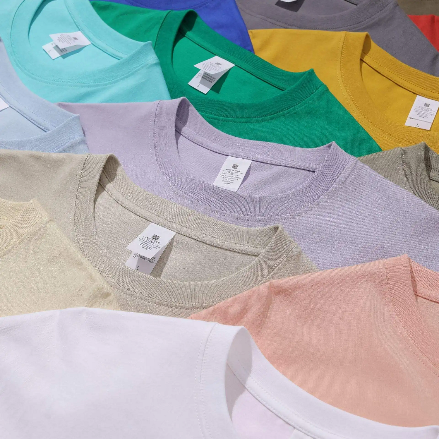 High Quality Pima Cotton Thick White t Shirts Solid Color Round Neck Street T-shirt Mens