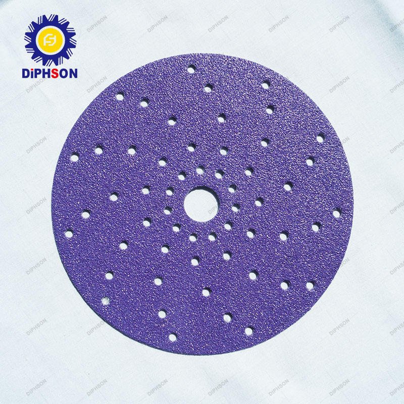 Purple Circular Porous Ceramic Hook and Loop Sanding Disc Sand Cloth Coated Abrasive Aluminium Oxide Sandpaper