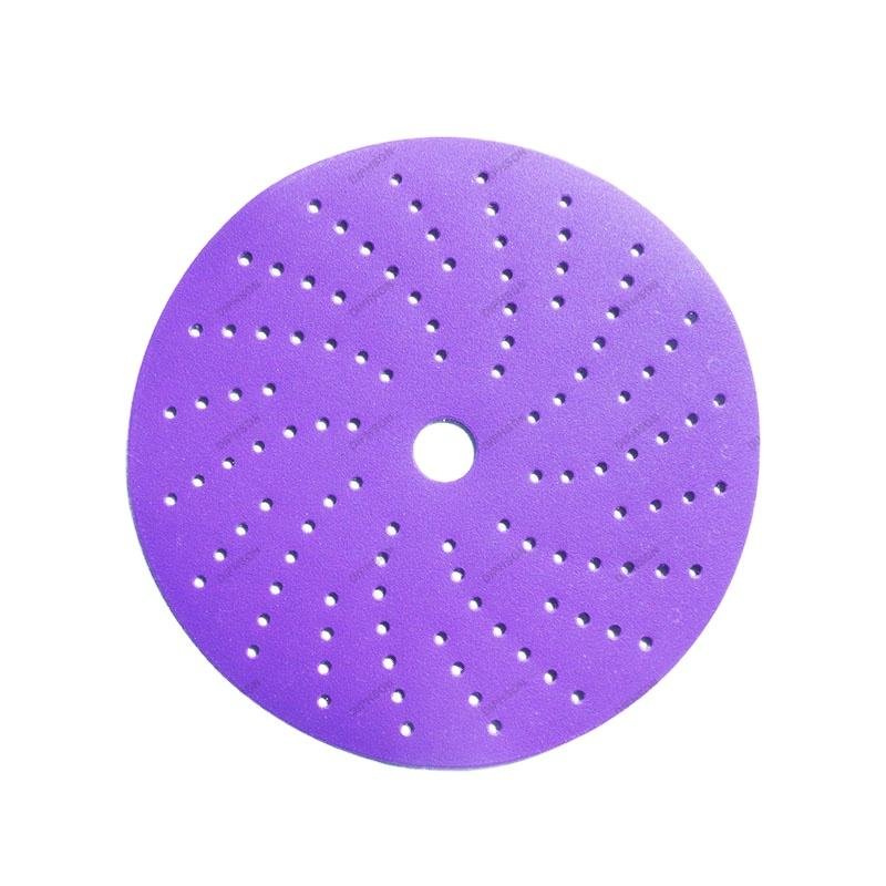 Purple Circular Porous Size Hook Loop Sanding Disc Sand Cloth Coated Abrasive Aluminium Oxide Sandpaper