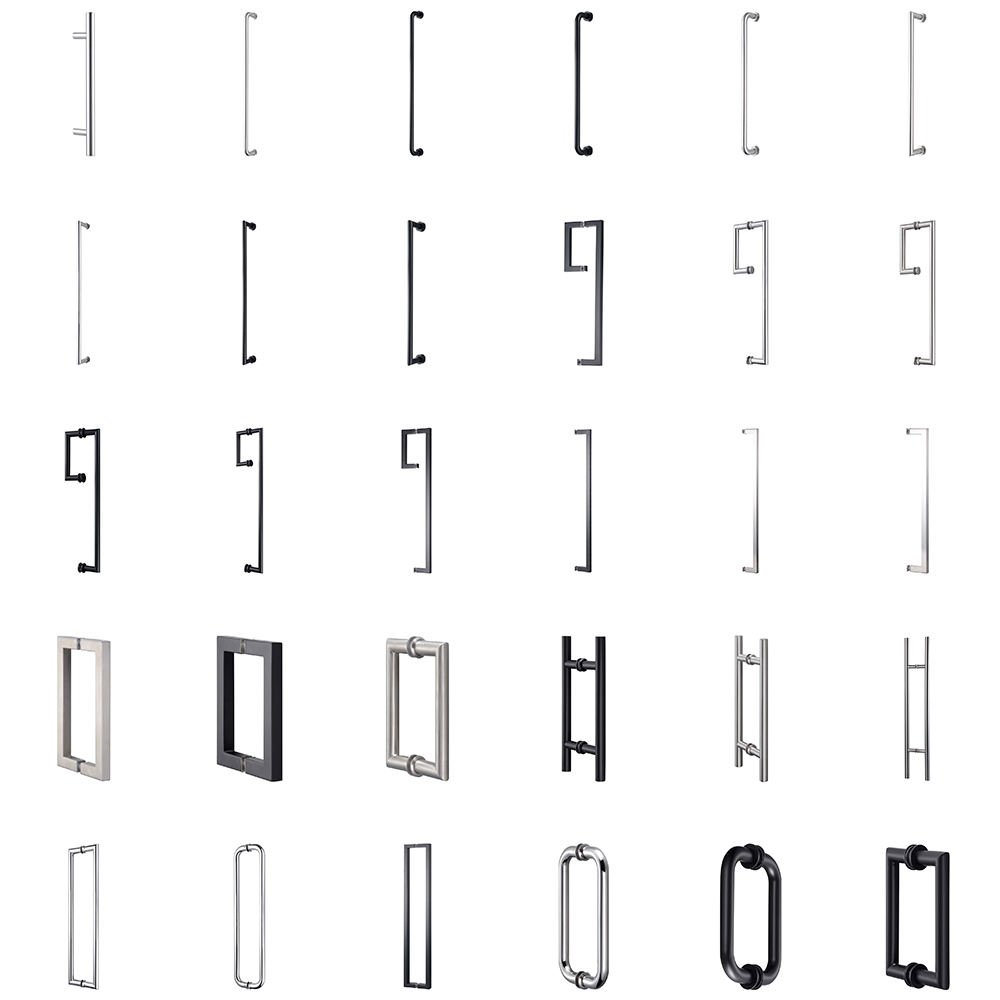8 Inches Brass Satin Finish Door Pull Handle Stainless Steel Surface Finishing Glass Bathroom Hotel Shower Room