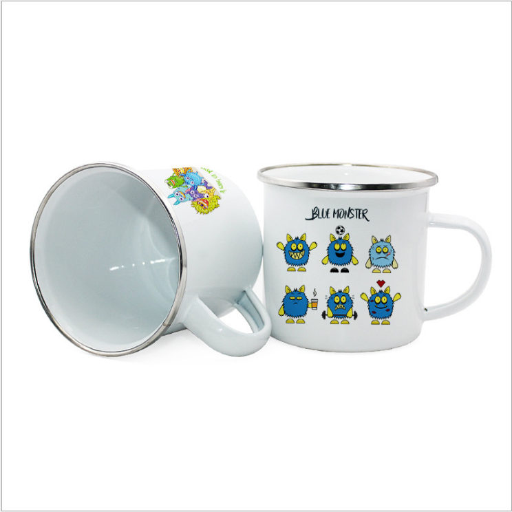 Stainless Steel Sublimation Enamel Coffee Mug 12 Oz White Travel Tumbler BPA Free Eco-Friendly Modern Hand Grip
