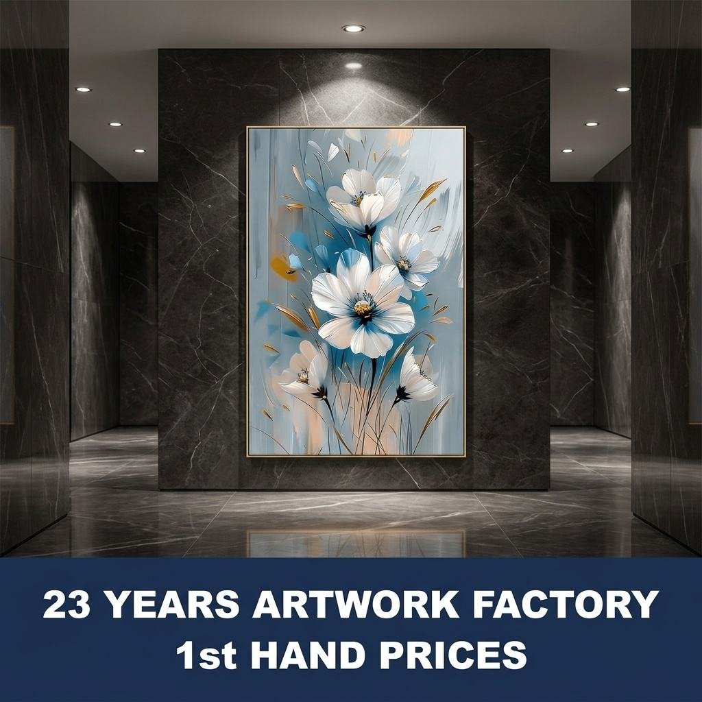 Bespoke 3D Heavy Impasto Abstract Canvas Painting for Luxury Hotel Guestroom Wall Decor Modern Commercial Fit-out Project Art