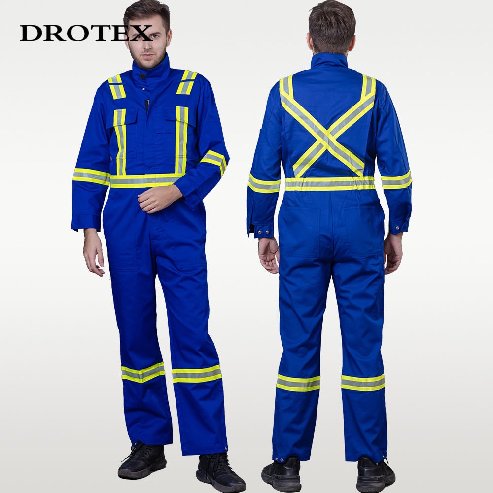 OEM Chemical Engineer Work Wear Working Clothes Coverall Reflective Flame Retardant FR Safety Clothing Coverall for Oil and Gas