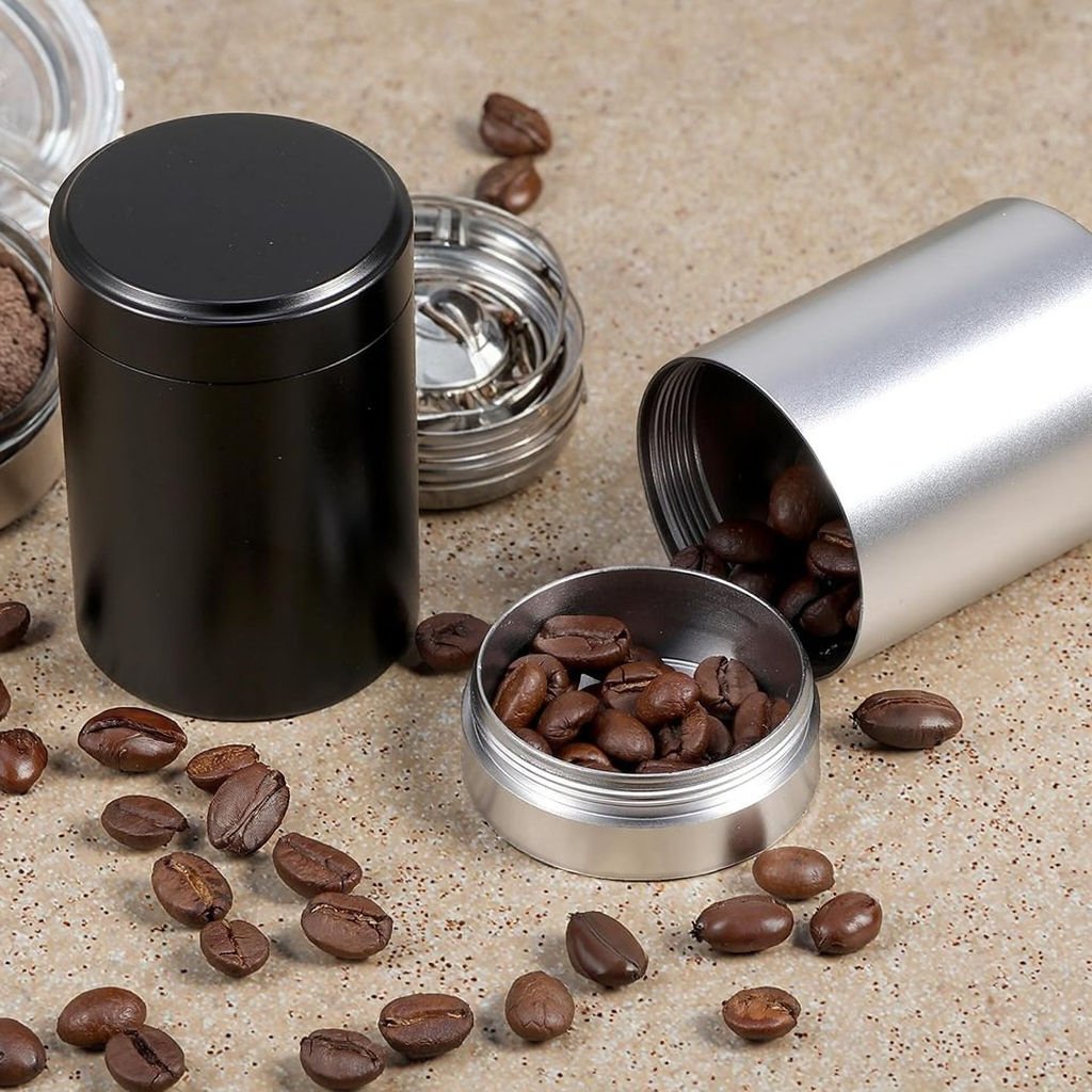 Multi-Purpose Aluminum Airtight Storage Jar Screw Cap Metal Tin Container for Tea Coffee Spices Medicine Cylinder Shape