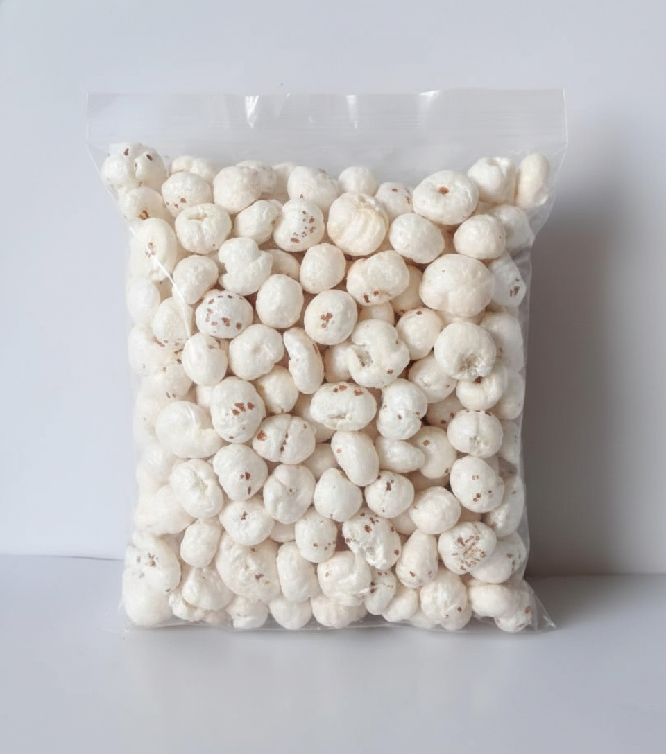 Bulk Supply HP Valia Fox Nuts Makhana Export Quality Premium Grade Dried Popped Lotus Seeds Natural White 12-18mm Low Moisture