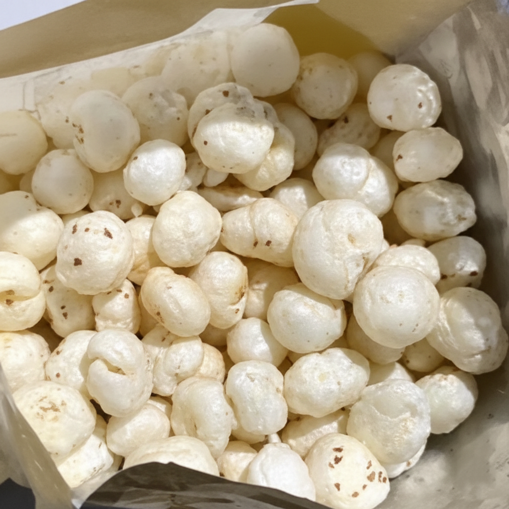 Premium Grade Fox Nuts Makhana Dried Lotus Seeds India | Salted Light Crunchy Snack Healthy Nutritious Export Quality HP Natural