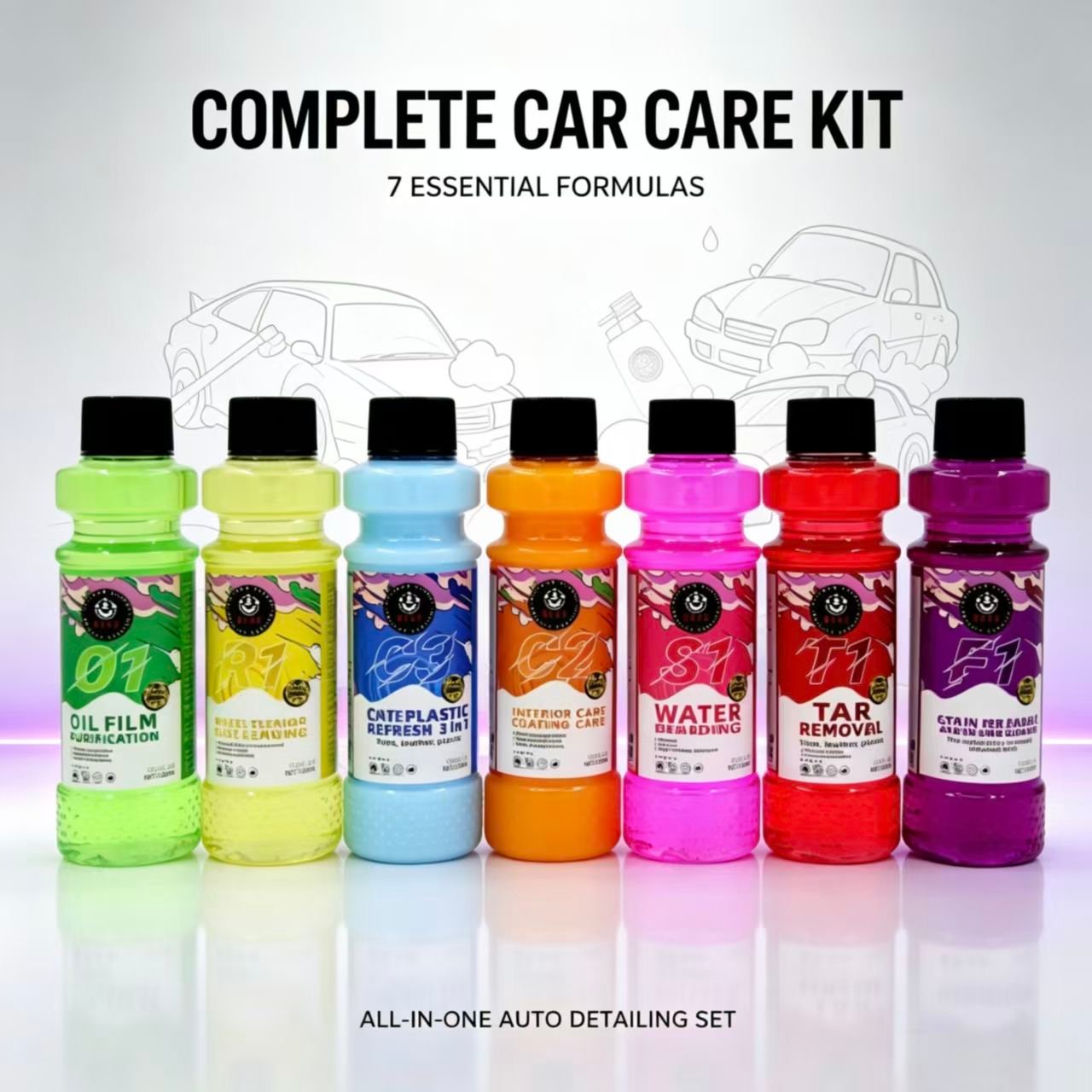 Custom Label Auto Interior Cleaner & Wash Kit Iron Powder Tar Remover Spray for Windshield Oil Film Cleaning Car Care Essentials