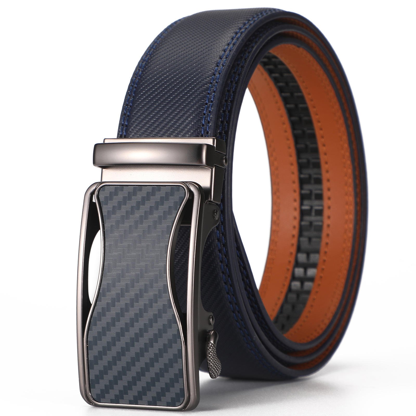 Luxury Men's Genuine Leather Belt High-End Cowhide Waist Strap Simple Minimalist No Hole Adjustable Alloy Buckle 3.5CM Width