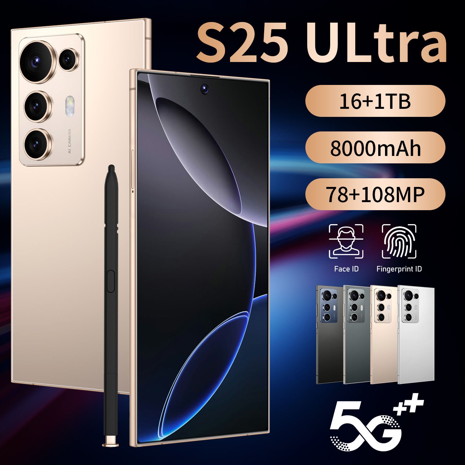 Global Version S25 Ultra Android 14 Smartphone 7.3 Inch 16GB+1TB High Quality Unlocked 5G Network Deca Core 108MP Super