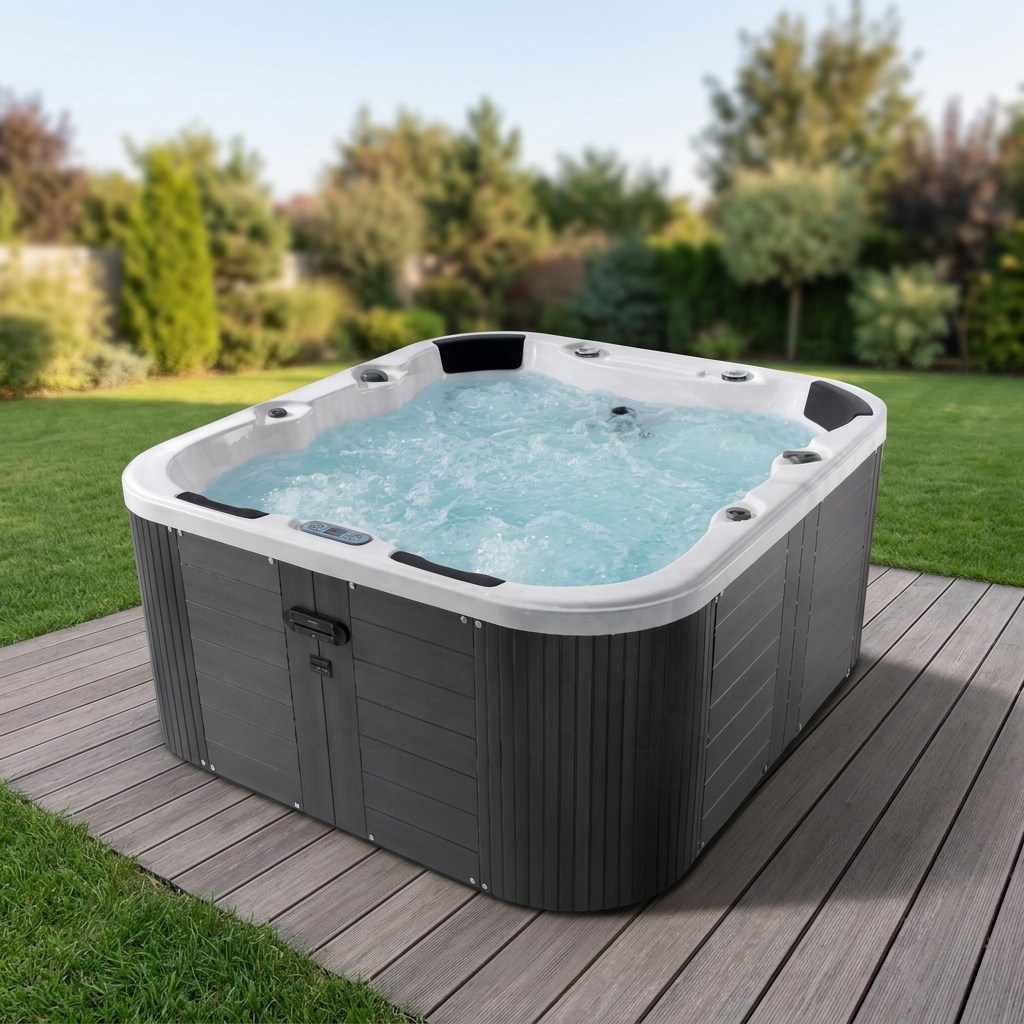 Luxury 4 People Spa Outdoor Hot Tub With Balboa System Hydrotherapy Massage Bath Tub and Customized LED Corner Lights in Hotel
