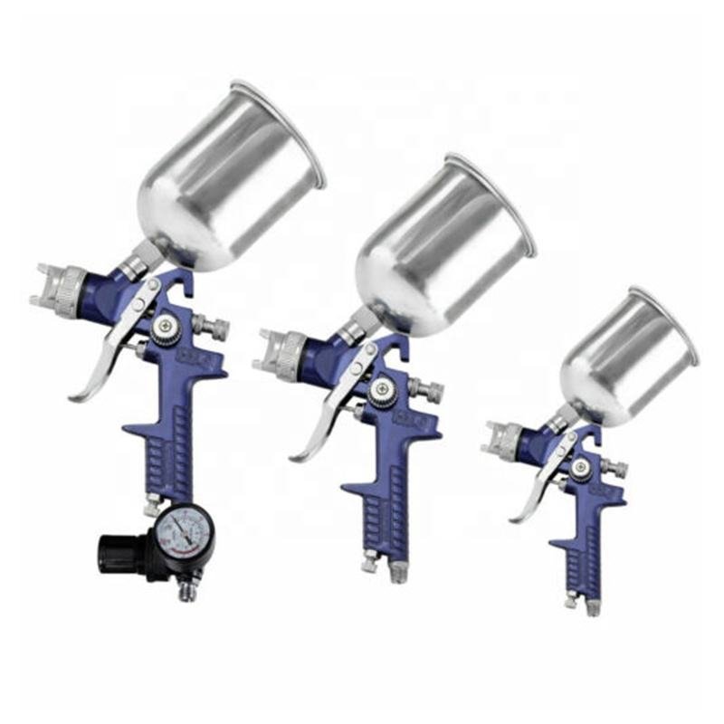 Auto Paint 3 HVLP Gravity Feed Aluminium Air Spray Gun Kit 600ml Cup Basecoat Car Primer Clearcoat Case New