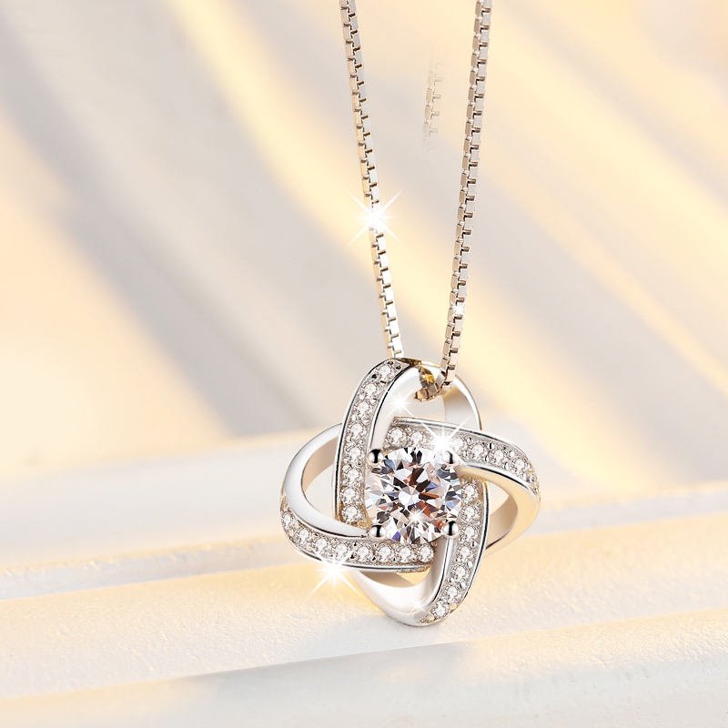 925 Sterling Silver Zircon Clover Flower Necklaces Pendants for Women High Quality Jewelry
