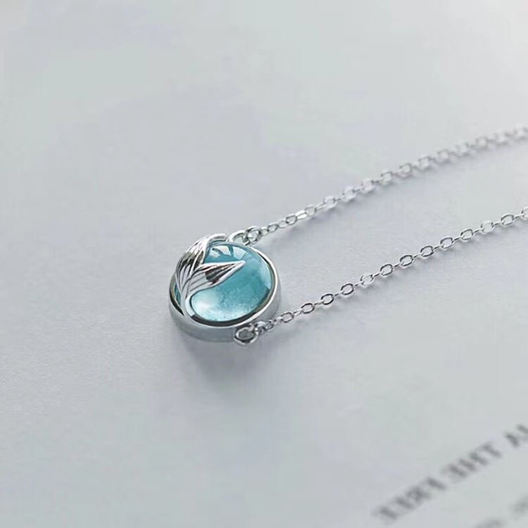 New Arrivals 925 Sterling Silver Blue Fish Tail Necklaces Pendants for Women Hot Fashion Jewelry
