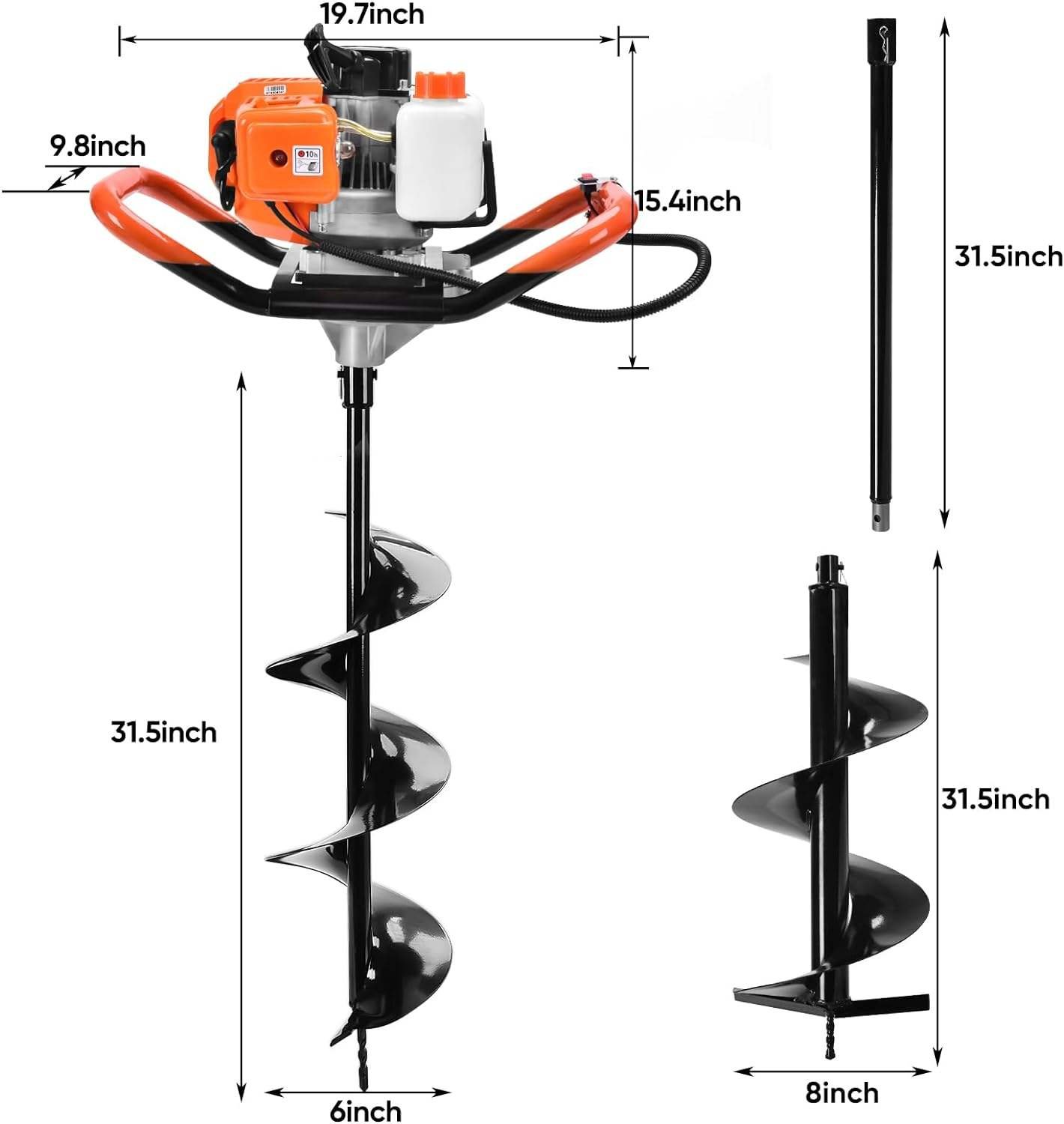 52CC 63CC Gas Power Earth Augers Post Hole Digger Farm Garden Heavy Duty Ground Earth Auger Machine Post Hole Digger