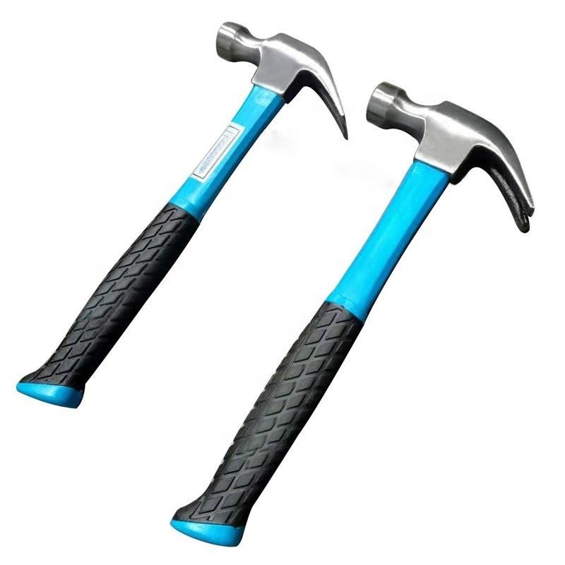 Factory Direct 45# Carbon Steel Claw Hammer with Blue Fiberglass Handle for Nailing Hand Tool