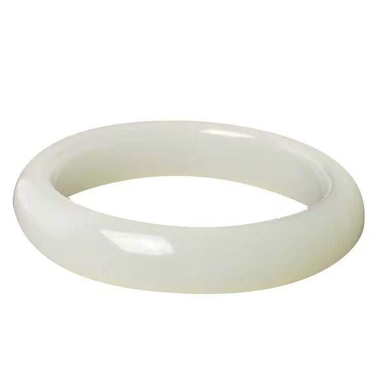Hetian Jade White Jade Wide Strip Bracelet 54mm-66m Natural Stone Healing Jade Bracelet for Women