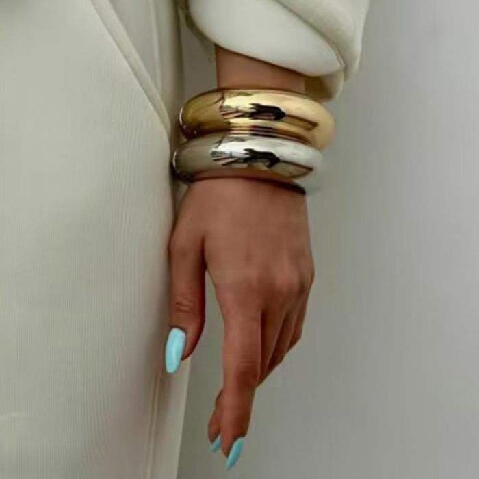 Punk Smooth Metal Bracelet Bangle for Women Exaggerated Cuff Hand Bracelet