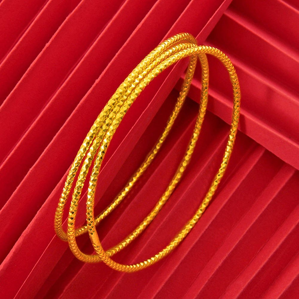 Wholesale Women's 24K Yellow Gold Filled Classic Thin Bangle Simple Style Wire Bracelet 60mm/62mm/65mm Fashionable