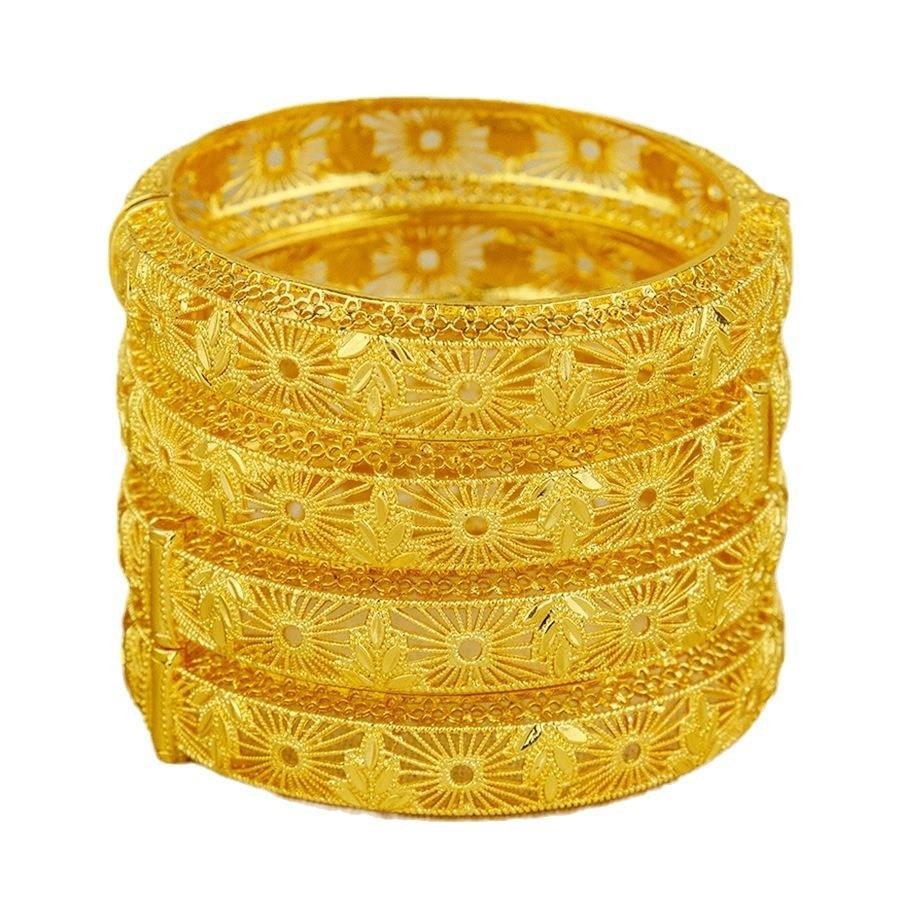 Dubai Women's 24K Gold-Plated Hollow Fashion Bracelet Indian Arab Bride Wedding Jewelry