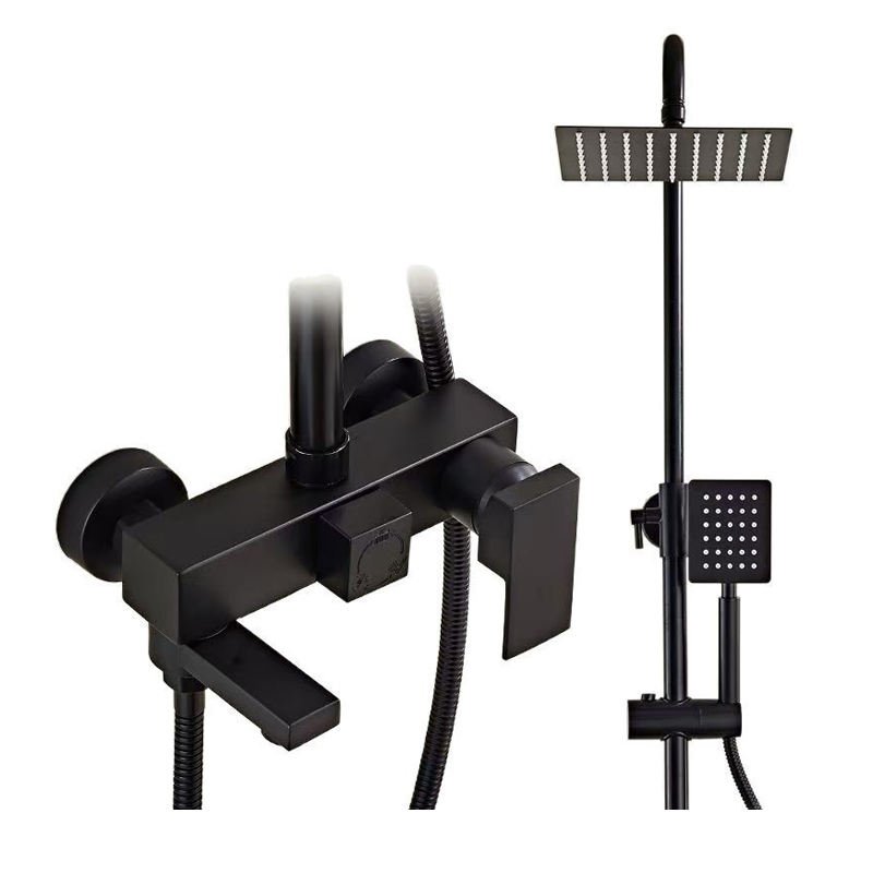 Rainfall Wall Mounted Top Shower and Hand Shower System Set Brass Wall-mount Bath Tub Rainfall Shower Faucet Set