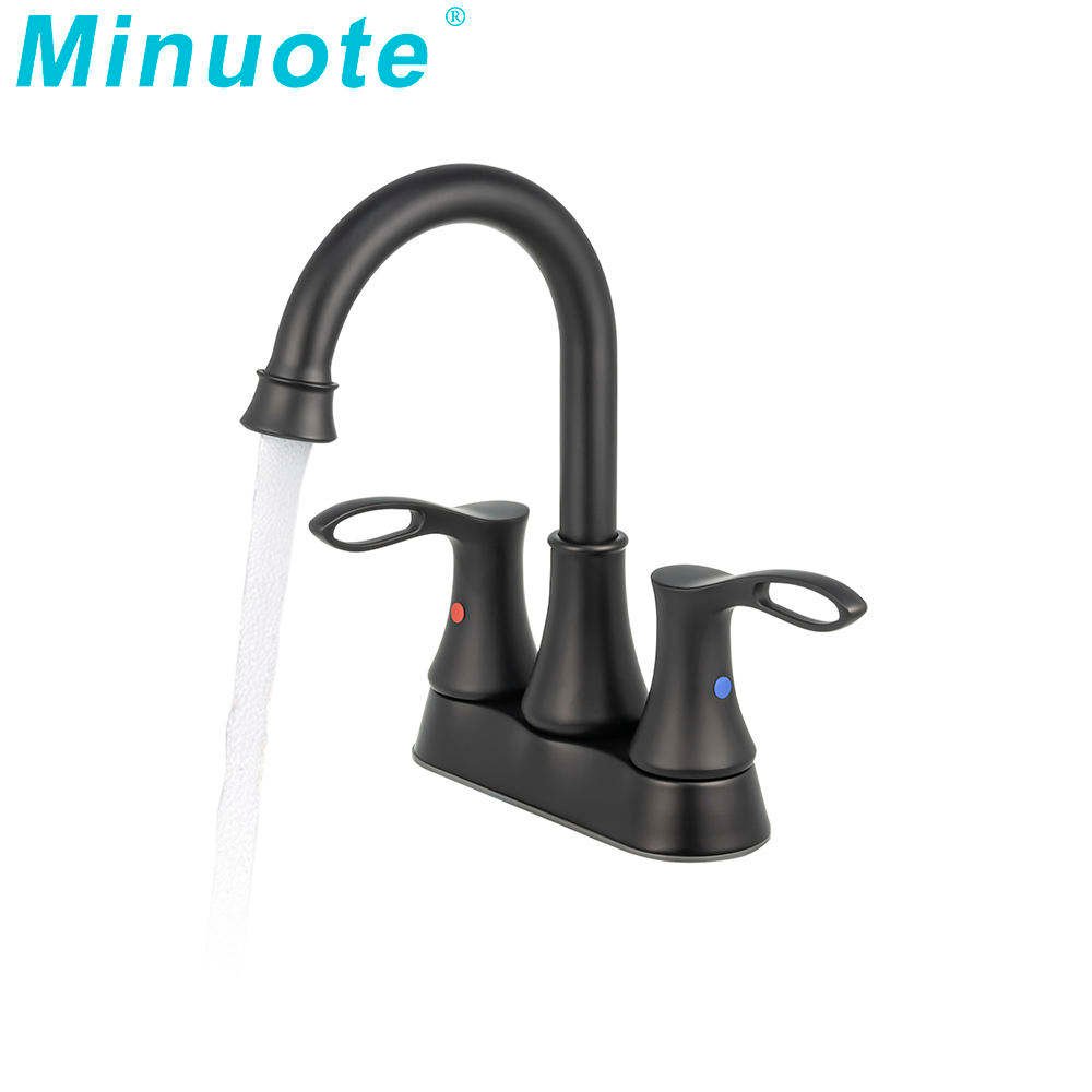 Waterfall Black Luxury Bathroom Faucet 4 Inch Bathroom Dual Handle Kitchen Faucet Deck Mounted Basin Faucet